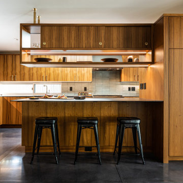 Custom Maple Book-Matched Cabinets with Recessed Lighting in Streng Kitchen