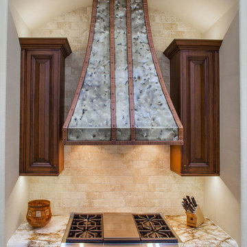 Custom Nickel Silver Range Hood with Copper Strapping