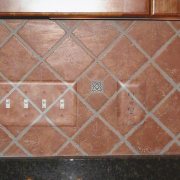 custom painted tile backsplash switchplate and plug covers