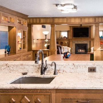 Custom White Oak Woodworking Completes a Colorful Craftsman Kitchen