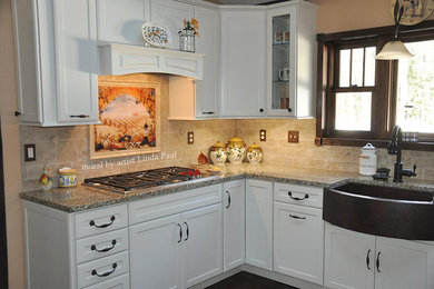 Example of a tuscan kitchen design in Philadelphia