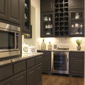 Dark gray butlers pantry and wine storage