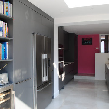 Dark Grey contemporary kitchen in Tooting Common