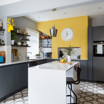 Dark Grey Handle-less Kitchen