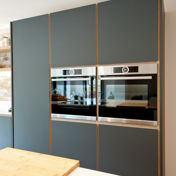 Dark Grey with wood notes family kitchen