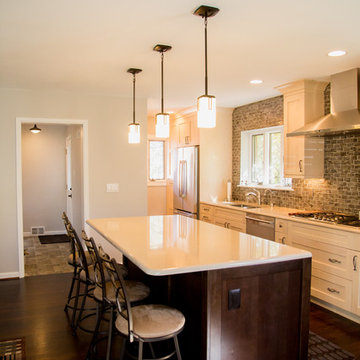 Dark Island Cabinets With White Cabinets