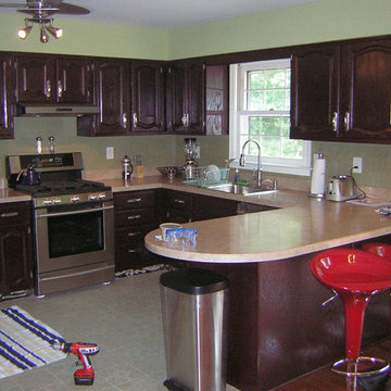 Dark Stained Kitchen Cabinets - Wood Refinishing in Cape May Court House, NJ