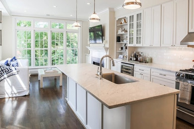 Kitchen - contemporary kitchen idea in DC Metro with white cabinets and an island