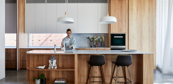 kitchen island bench with shelves