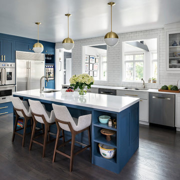 Deep Blue Kitchen Larchmont Manor