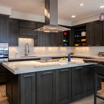 Denver Kitchen Remodel with Island Cooktop and Stainless Hood Above