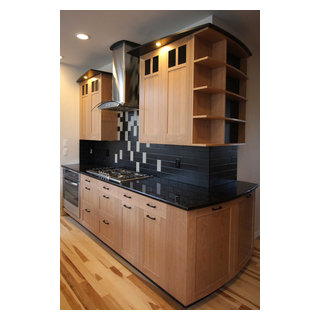 Detail of curved end cabinet, shelving and light valence - Contemporary -  Kitchen - Denver - by T.C. Lloyd & Company | Houzz AU