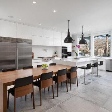 Dining area integrated within kitchen