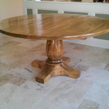 dining table , pedestal design , pine wood