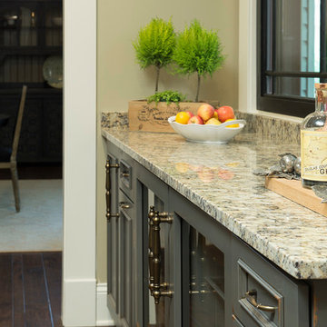 Distressed Gray Bar Renovation with Beverage Center