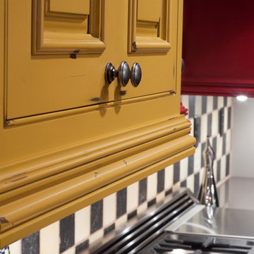 Distressed Rustic Light Rail - Mustard Yellow Cabinets