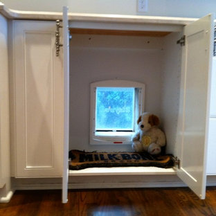 DOGGIE DOOR, HIDDEN IN CABINET, GOES OUT TO DOG RUN