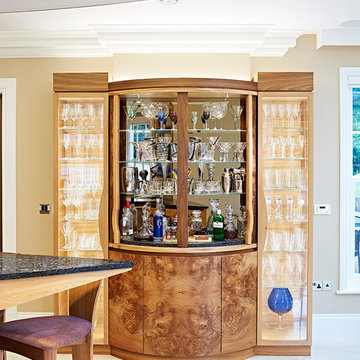 Drinks cabinet, glass cabinet and mixers fridge with tambour doors