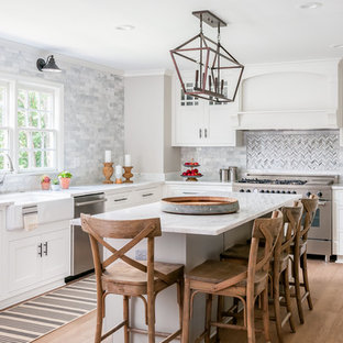75 Beautiful Kitchen With White Cabinets And Multicolored Backsplash Pictures Ideas July 2021 Houzz