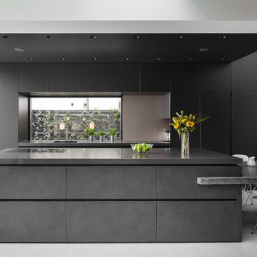 Ealing - sleek and dramatic monolithic design in graphite with wood elements