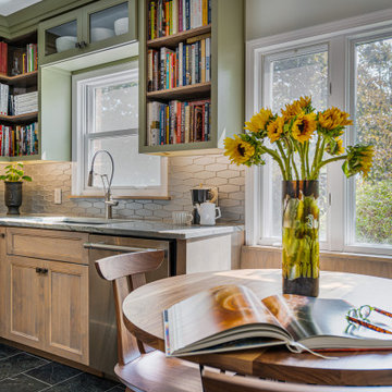 eclectic green and alder kitchen