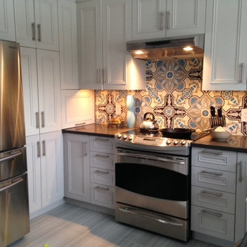 Eclectic Kitchen Reno with Graphic Backsplash