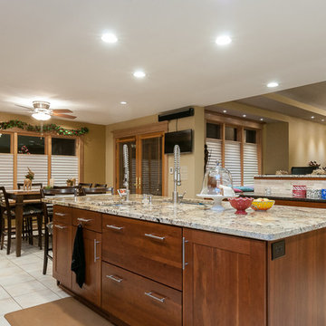 Eden Cherry Fox Kitchen with Two Islands and Granite Tops
