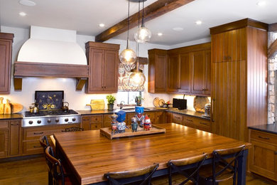 Example of a large country kitchen design in New York