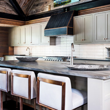 Elegant Brown granite island and counter tops with leathered finish brings a sof
