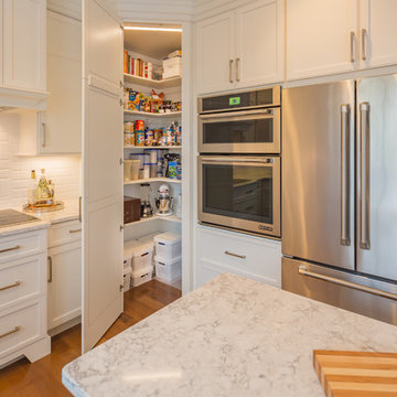Elegant White Frameless Shaker Kitchen in Brookline NH