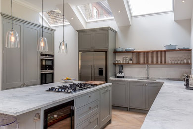 Inspiration for a classic kitchen in London with white worktops.