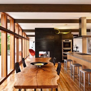75 Mid Century Modern Kitchen With, Mid Century Modern Concrete Countertops