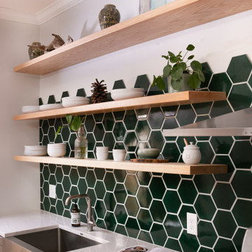 Evergreen Hexagon Kitchen Backsplash