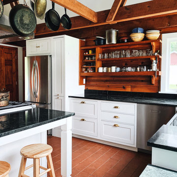 Existing Shelving Meets New Custom Cabinetry