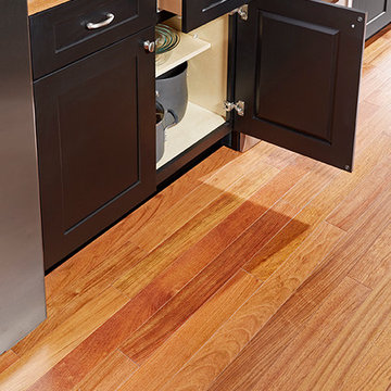 Kitchen with Black Cabinets - Newport Solid, Natural Brazilian Cherry Hardwood