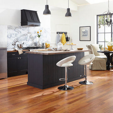 Large, Black and White, Transitional Kitchen  - Newport Solid, Natural Brazilian