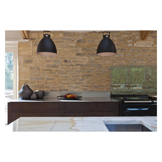 Exposed stone wall in kitchen - Contemporary - Kitchen ...