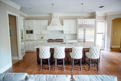 Large transitional single-wall open concept kitchen photo in Dallas
