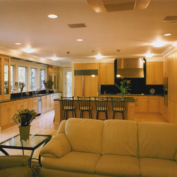family room and kitchen