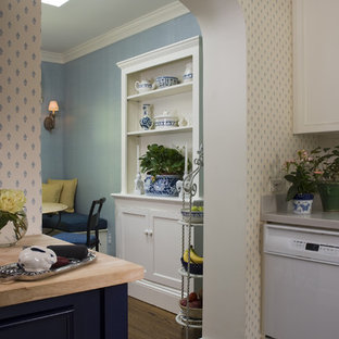 Inspiration for a traditional kitchen in Richmond with white appliances.