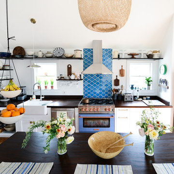 Fare Isle: Eclectic Eclectic Blue Tile Backsplash