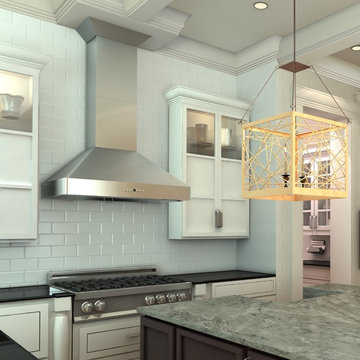 Farmhouse kitchen featuring a ZLINE KF2 Stainless Steel Wall Range Hood