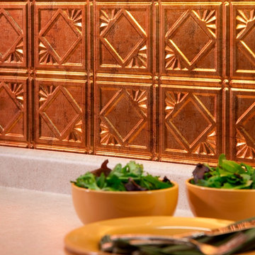 Fasade Traditional 4 Backsplash Panel in Muted Gold
