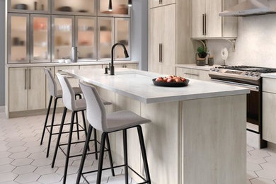 Eat-in kitchen - large l-shaped eat-in kitchen idea in Other with stainless steel appliances and an island