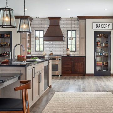 Fieldstone Cabinetry Transitional Cherry Kitchen in Gray and Brown