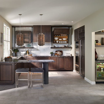 Fieldstone Cabinetry Transitional Cherry Kitchen in Slate with Ebony Glaze