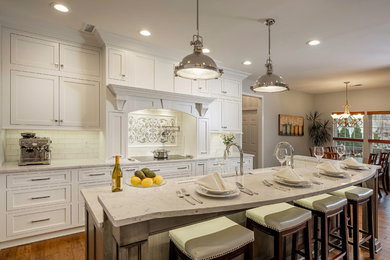 Fieldstone White Kitchen with Gray Island