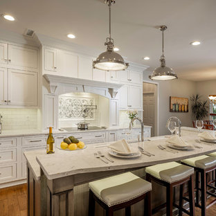 Fieldstone White Kitchen with Gray Island