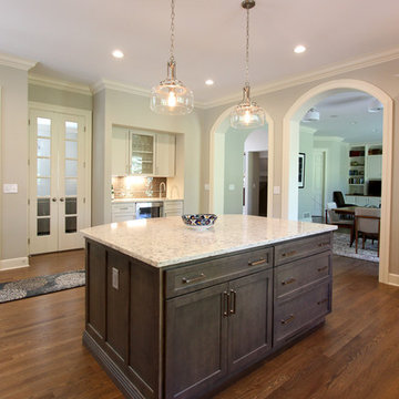 Fieldstone White Kitchen with Slate Gray Stain Island