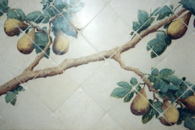 fig tile mural on backsplas